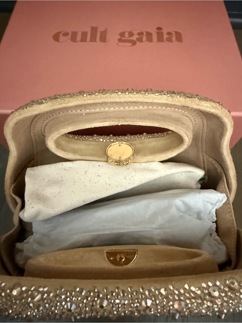 Cult Gaia Mimi Crystal Embellished Leather Bag NEW w plastic on, dustbag and box - Picture 5 of 10